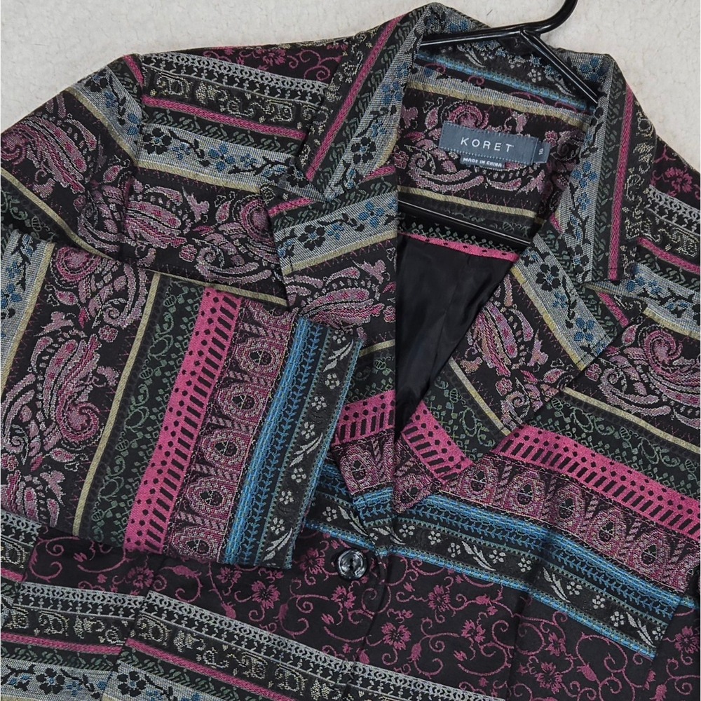 Vintage Koret Blazer Womens 16 Multicolor Paisley Tapestry Woven Pattern Jacket